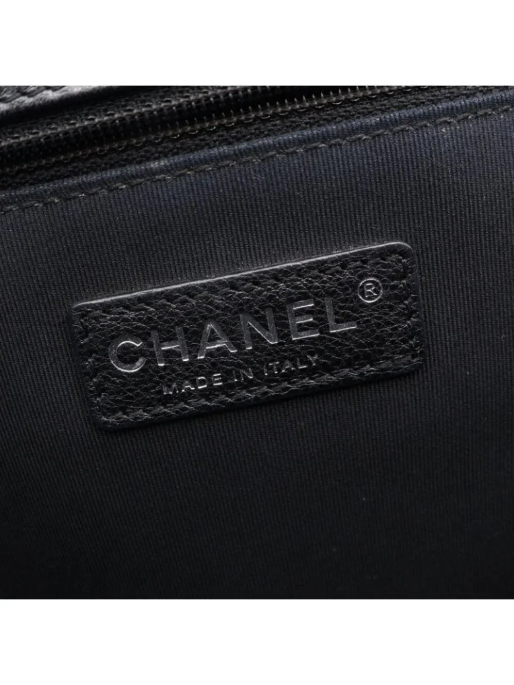 Chanel Shoulder Bag Boy Black Caviar Leather Boy Chain